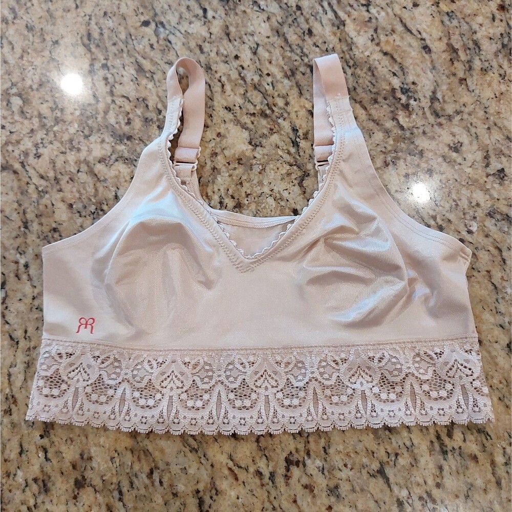 RUBY RIBBON Lace Band Demiette Bra Style 3033 Size 32 Nude Lacy Wireless Unlined